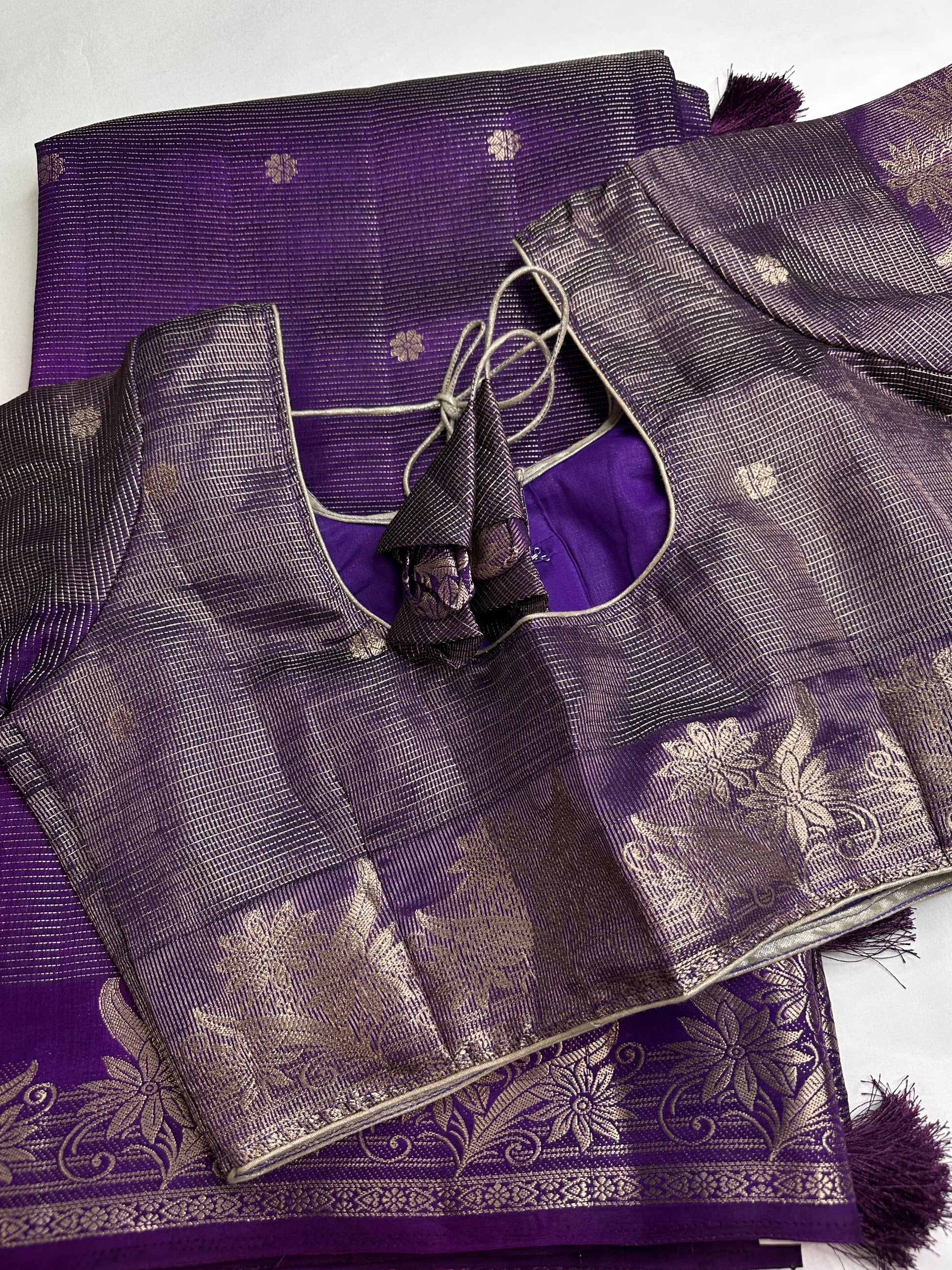 Semi Tussar Silk Purple Saree - 