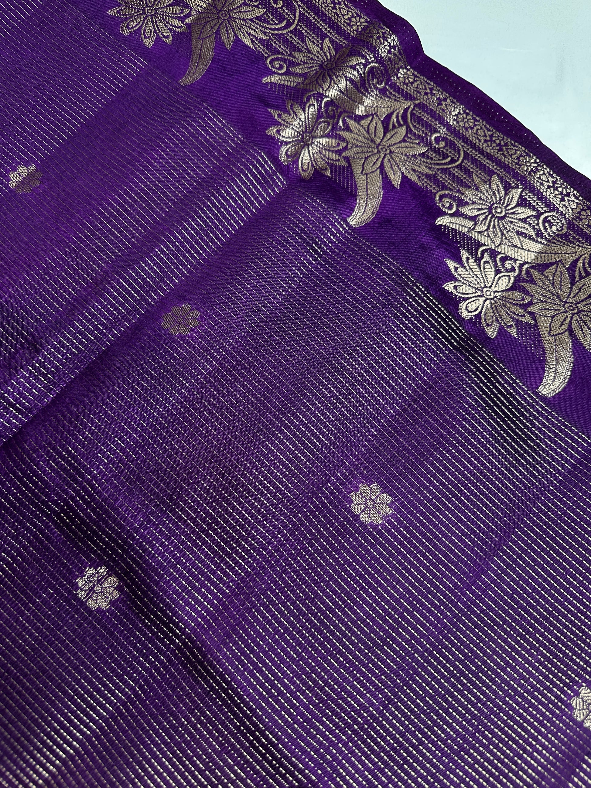 Semi Tussar Silk Purple Saree - 