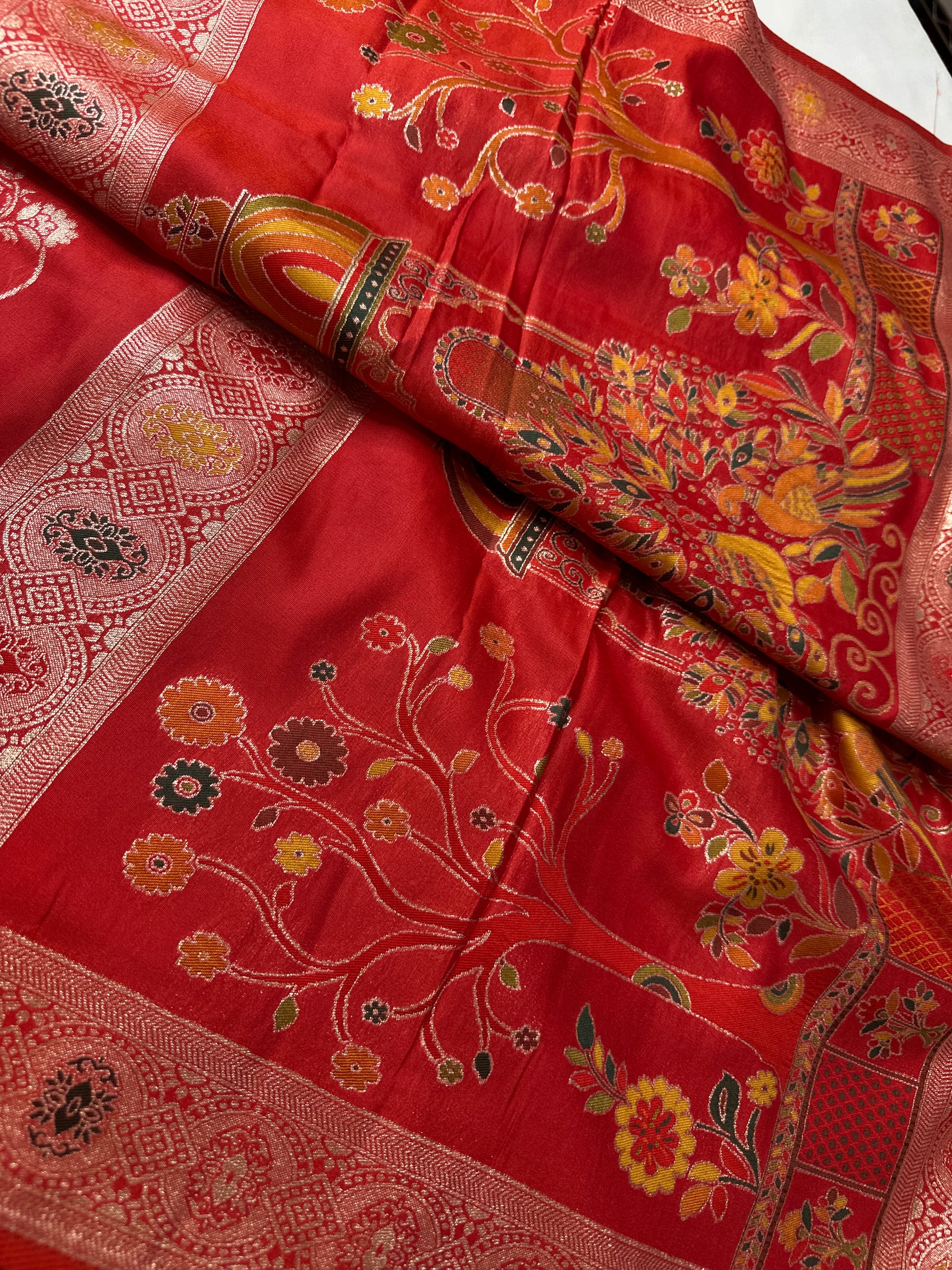 Soft Silk Semi Banarsi Red Saree - 