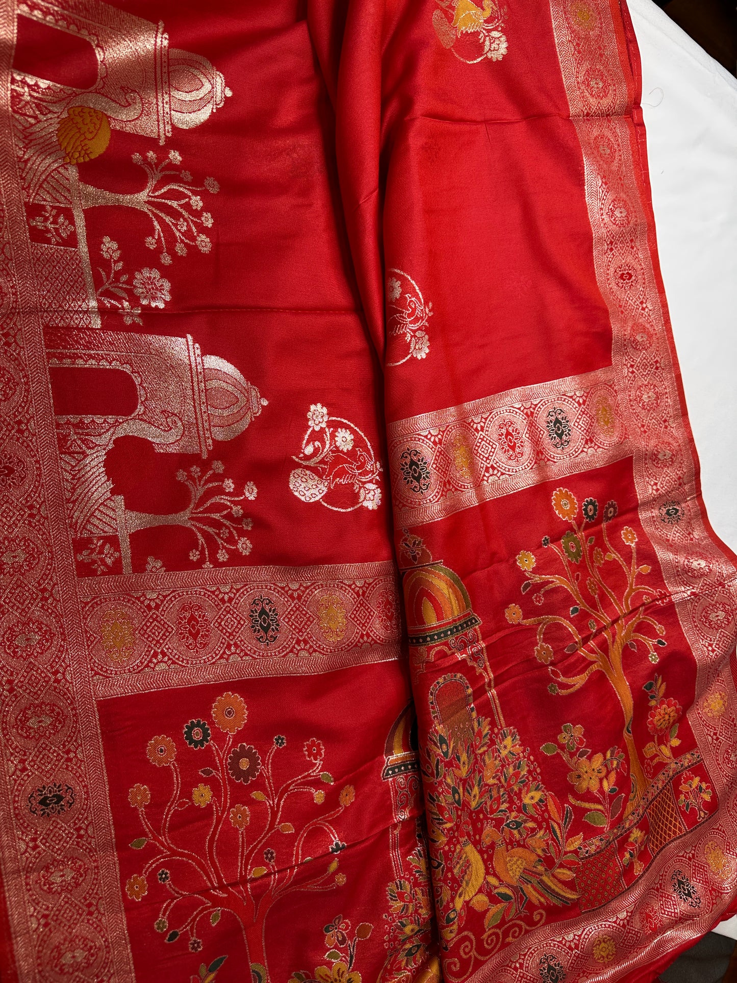 Soft Silk Semi Banarsi Red Saree - 