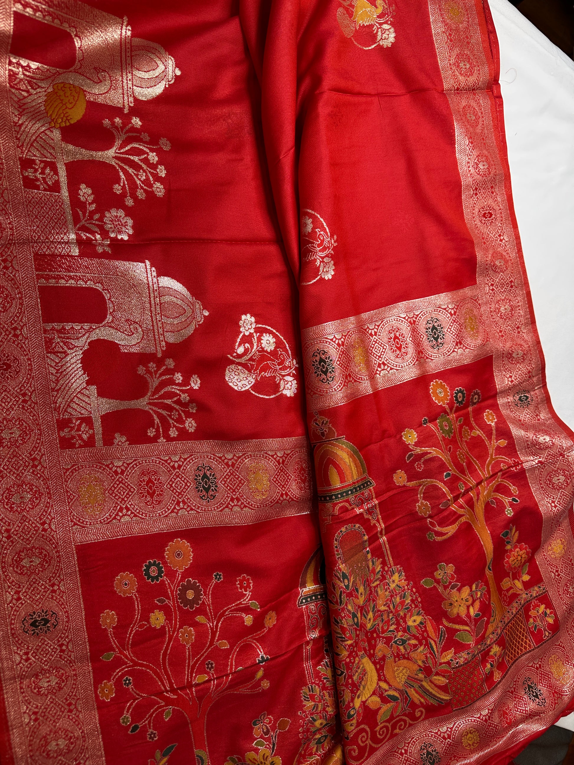 Soft Silk Semi Banarsi Red Saree - 