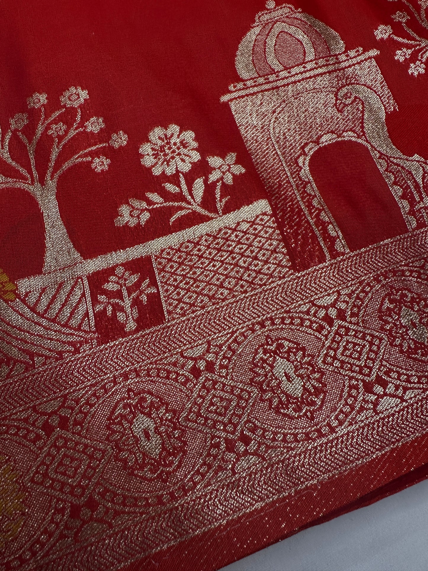 Soft Silk Semi Banarsi Red Saree - 
