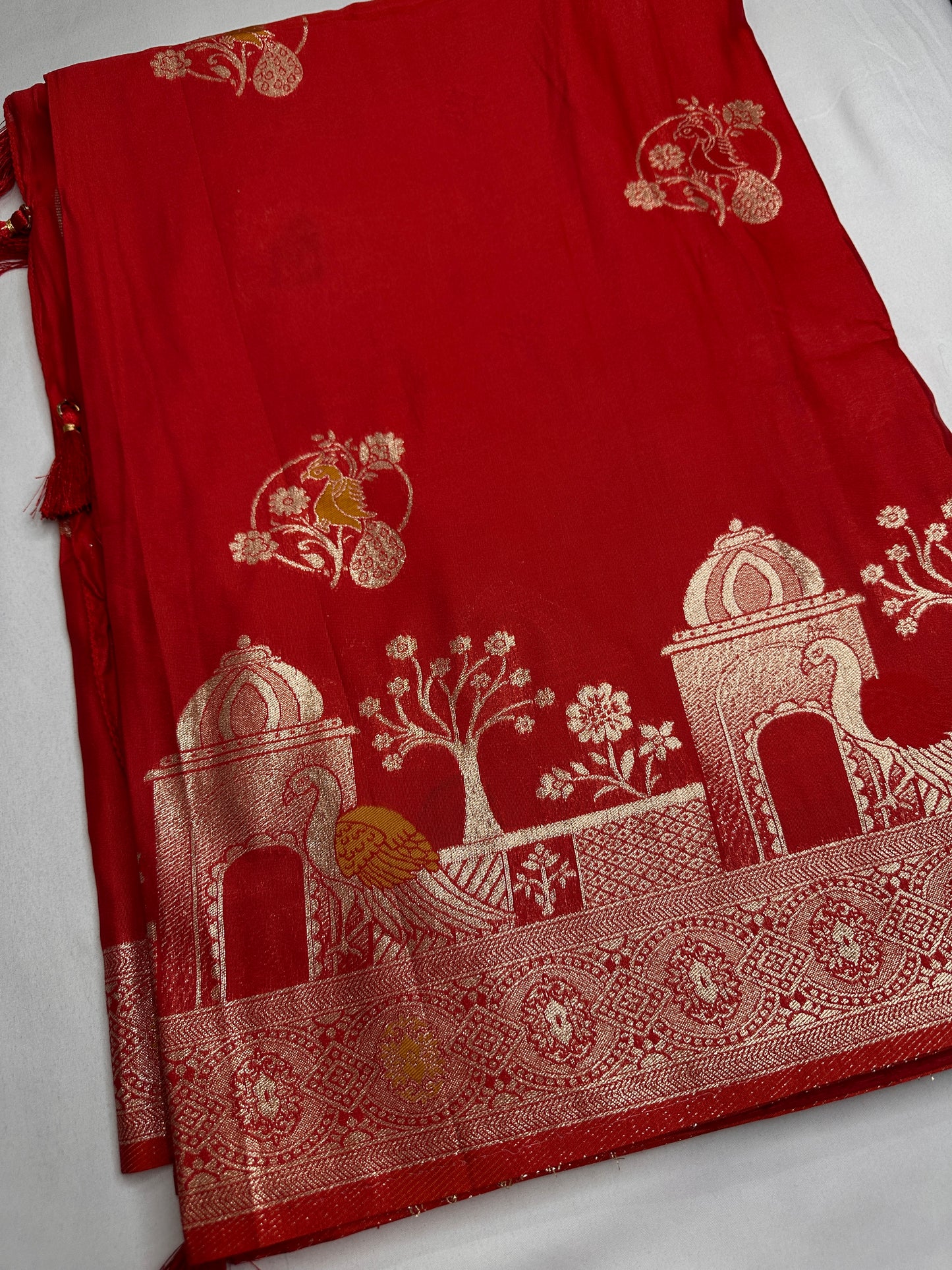Soft Silk Semi Banarsi Red Saree - 