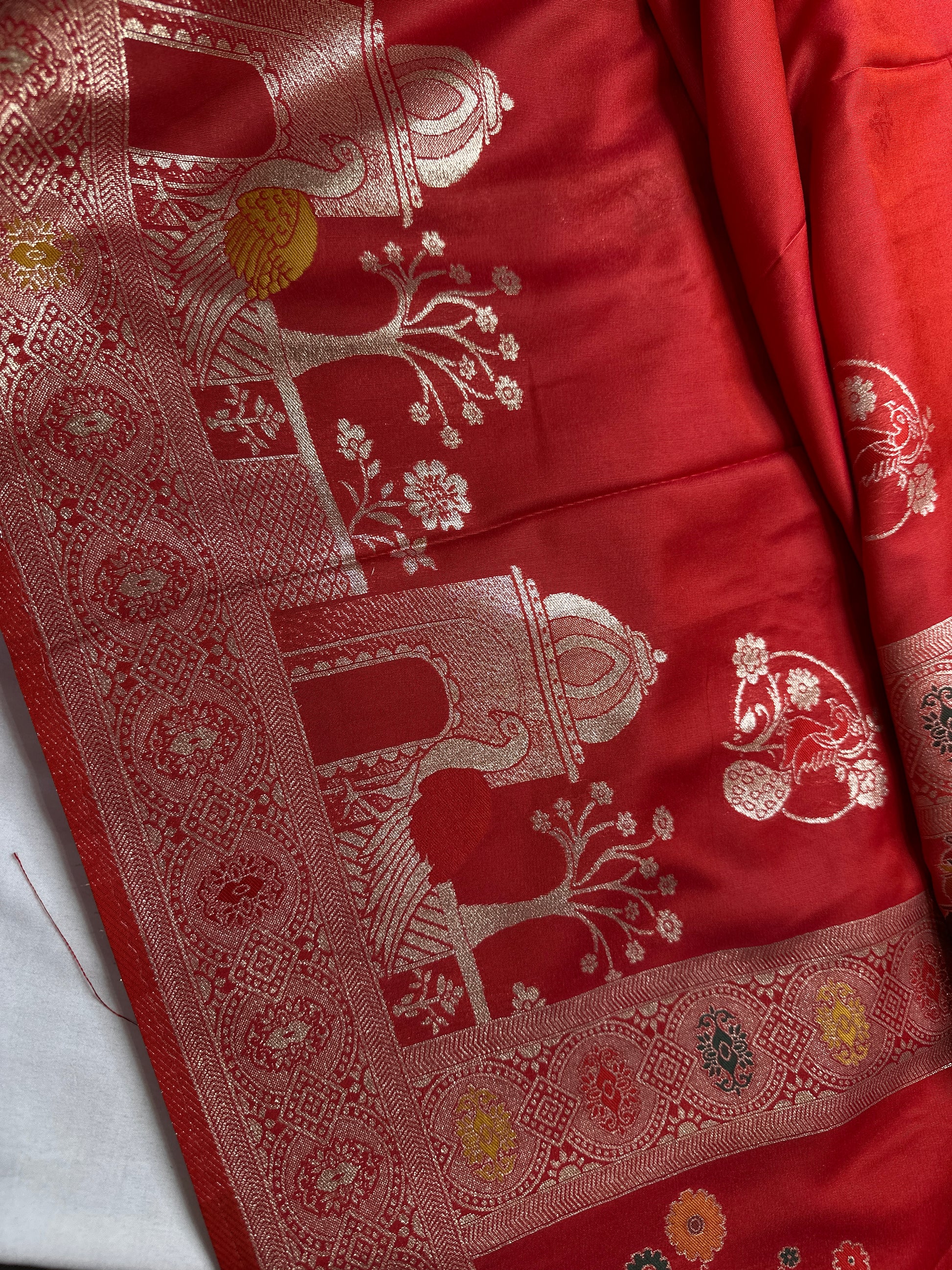 Soft Silk Semi Banarsi Red Saree - 