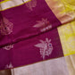 Semi Kanchi Pattu Pink Yellow Silk Saree - 