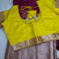 Semi Kanchi Pattu Pink Yellow Silk Saree - 
