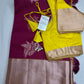 Semi Kanchi Pattu Pink Yellow Silk Saree - 