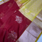 Semi Kanchi Pattu Red Yellow Silk Saree - 