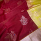 Semi Kanchi Pattu Red Yellow Silk Saree - 