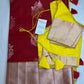 Semi Kanchi Pattu Red Yellow Silk Saree - 