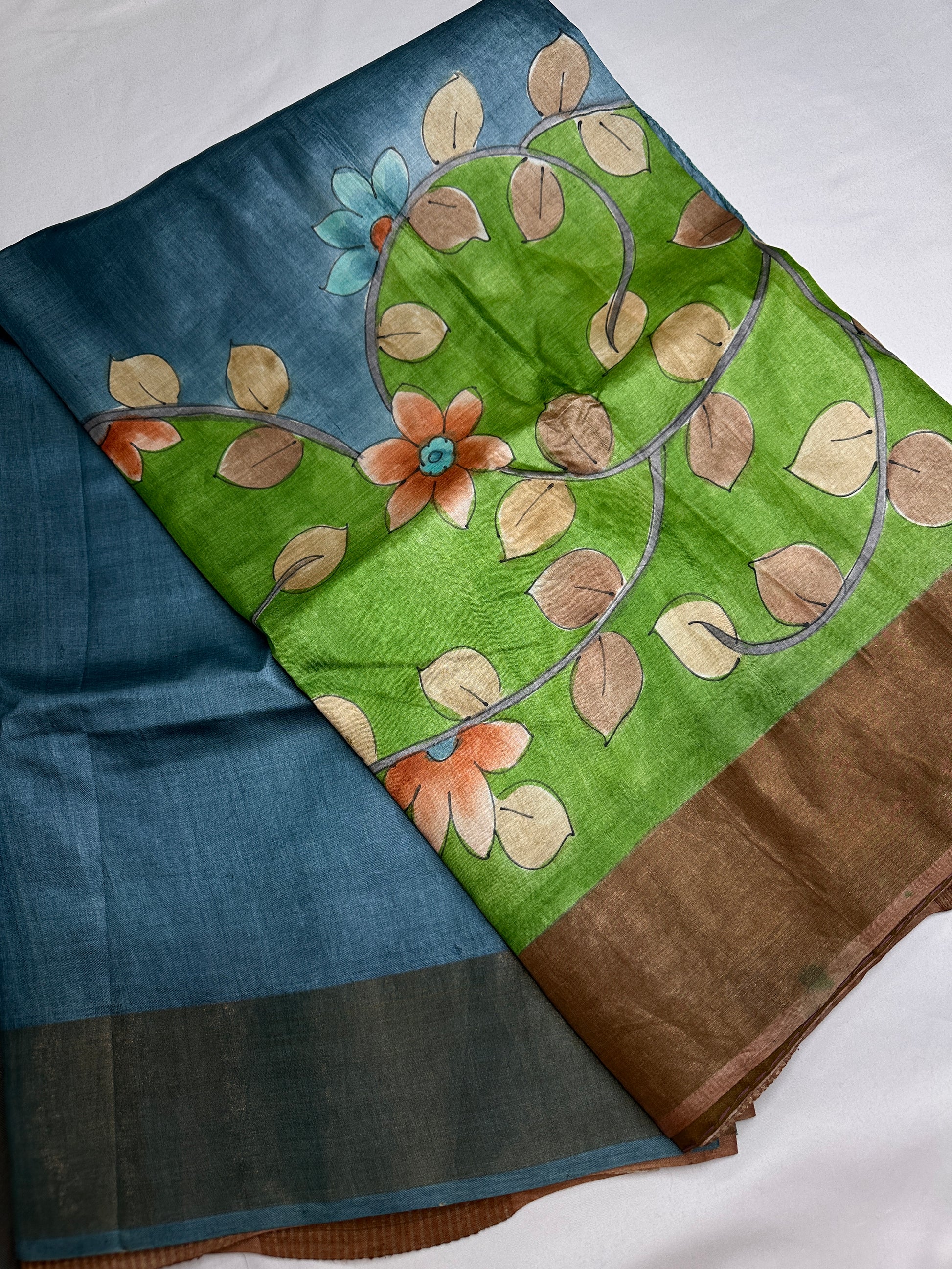 Pure Tussar Floral Printed Light Weight Saree - 