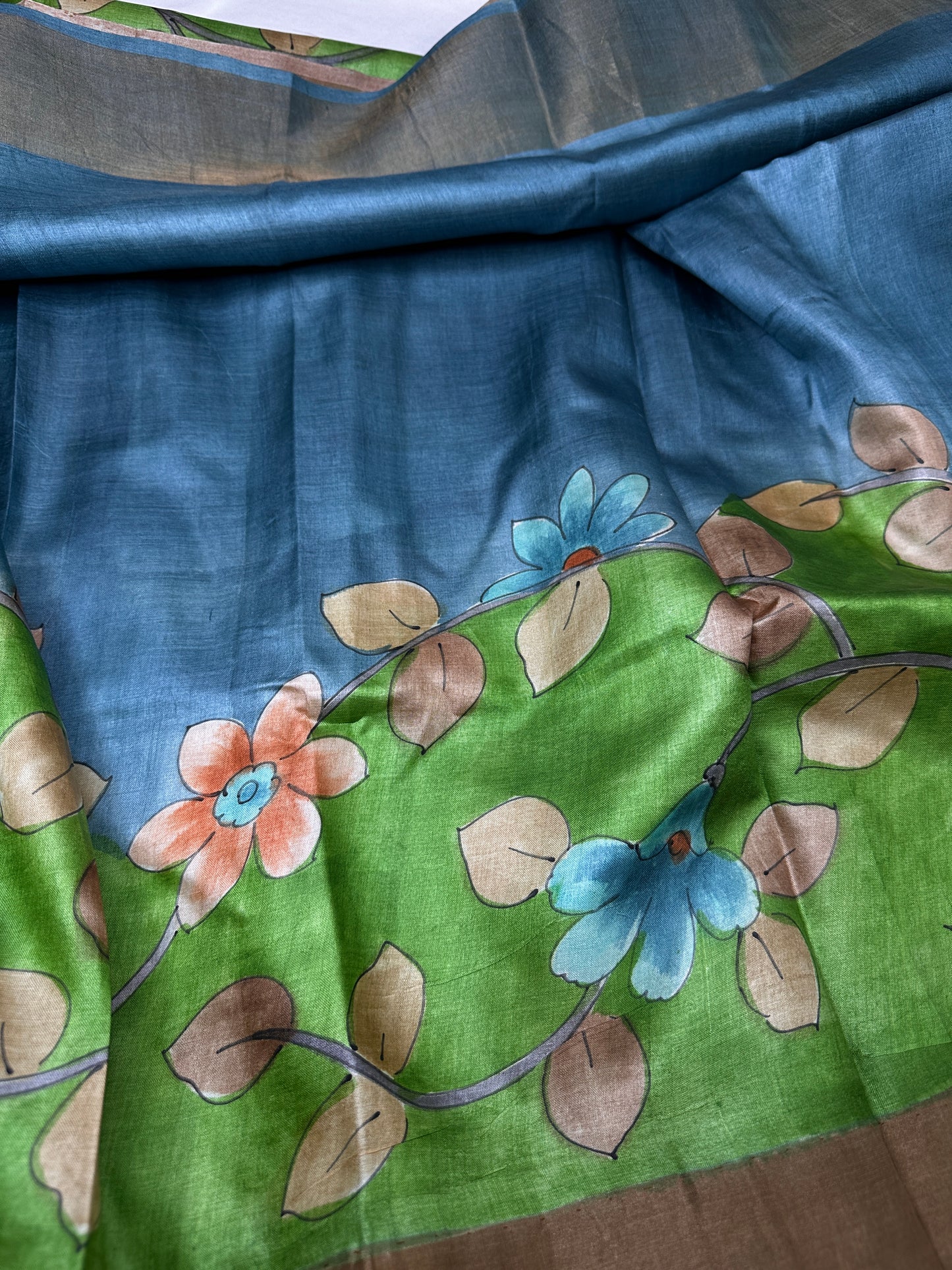 Pure Tussar Floral Printed Light Weight Saree - 