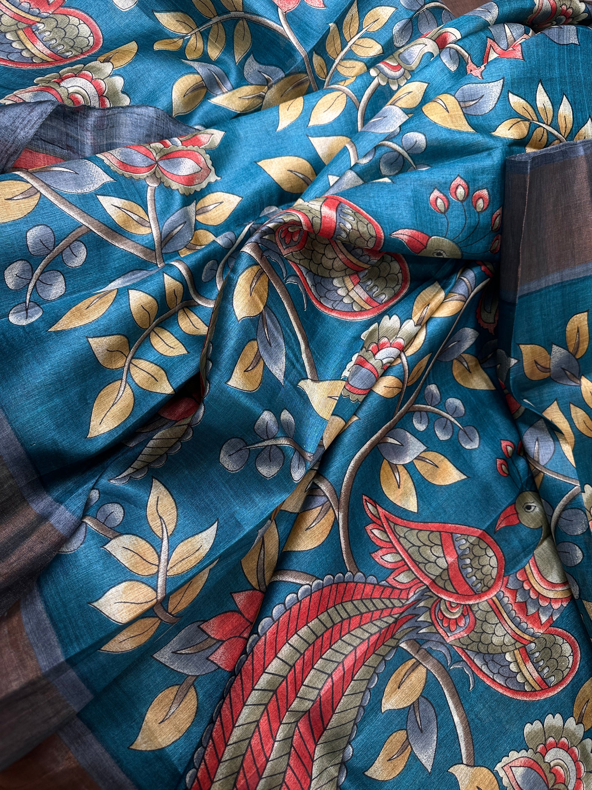 Pure Tussar Floral Printed Light Weight Saree - 