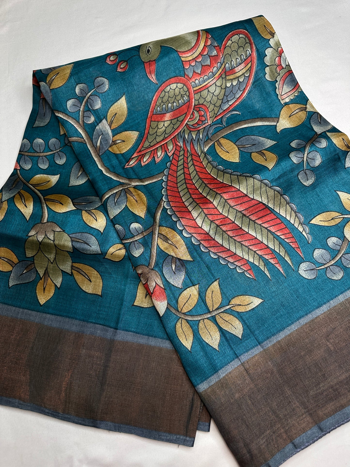 Pure Tussar Floral Printed Light Weight Saree - 