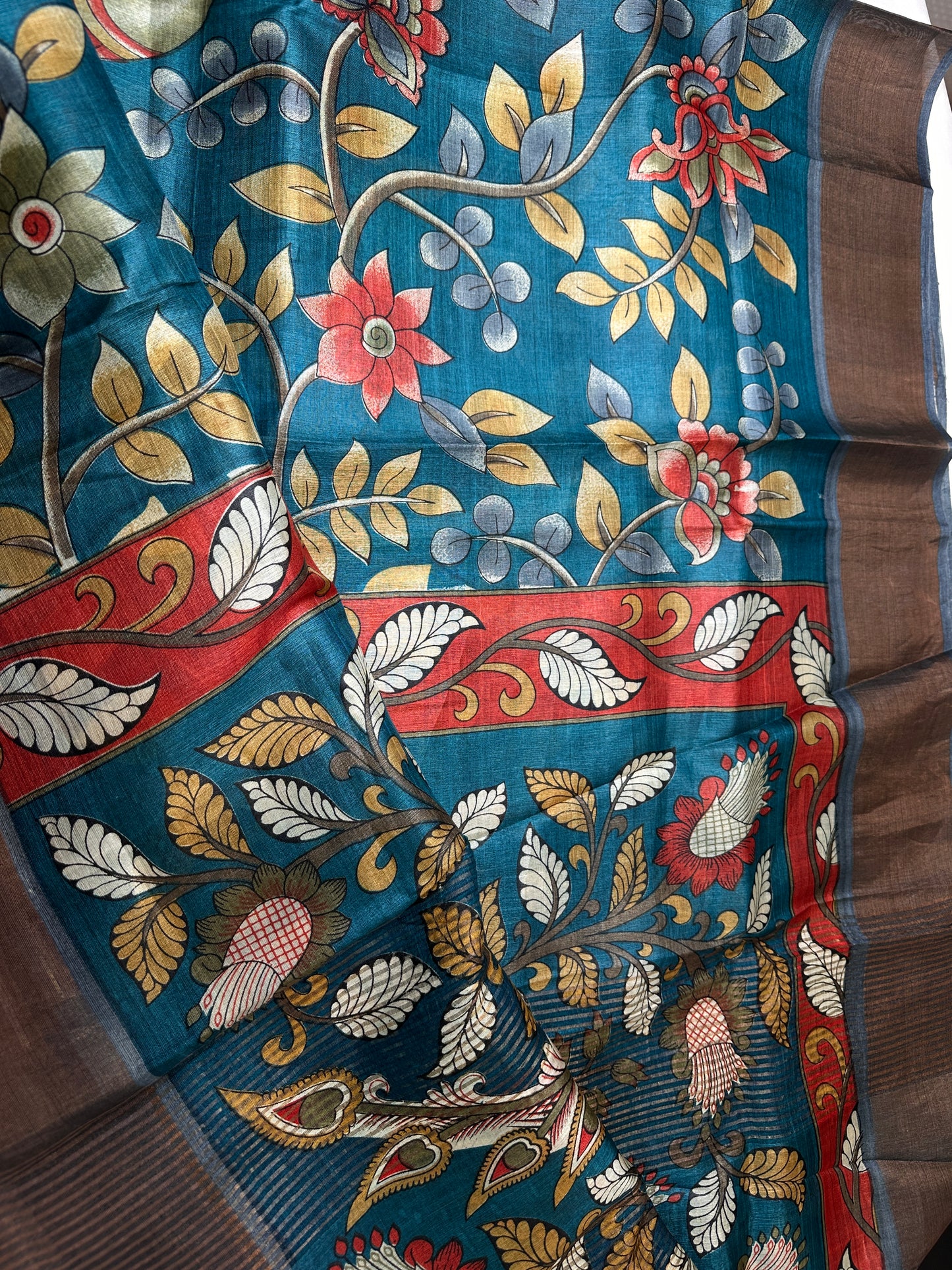 Pure Tussar Floral Printed Light Weight Saree - 