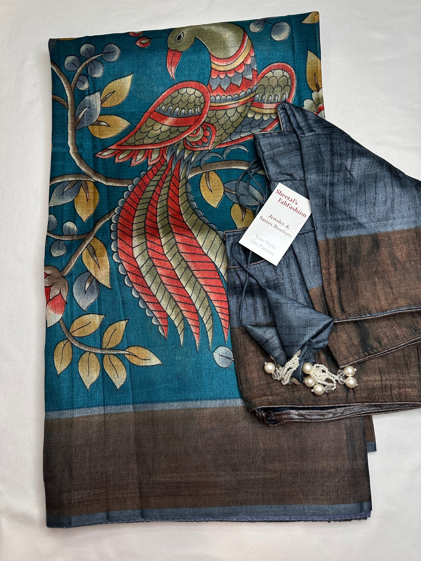 Pure Tussar Floral Printed Light Weight Saree - 