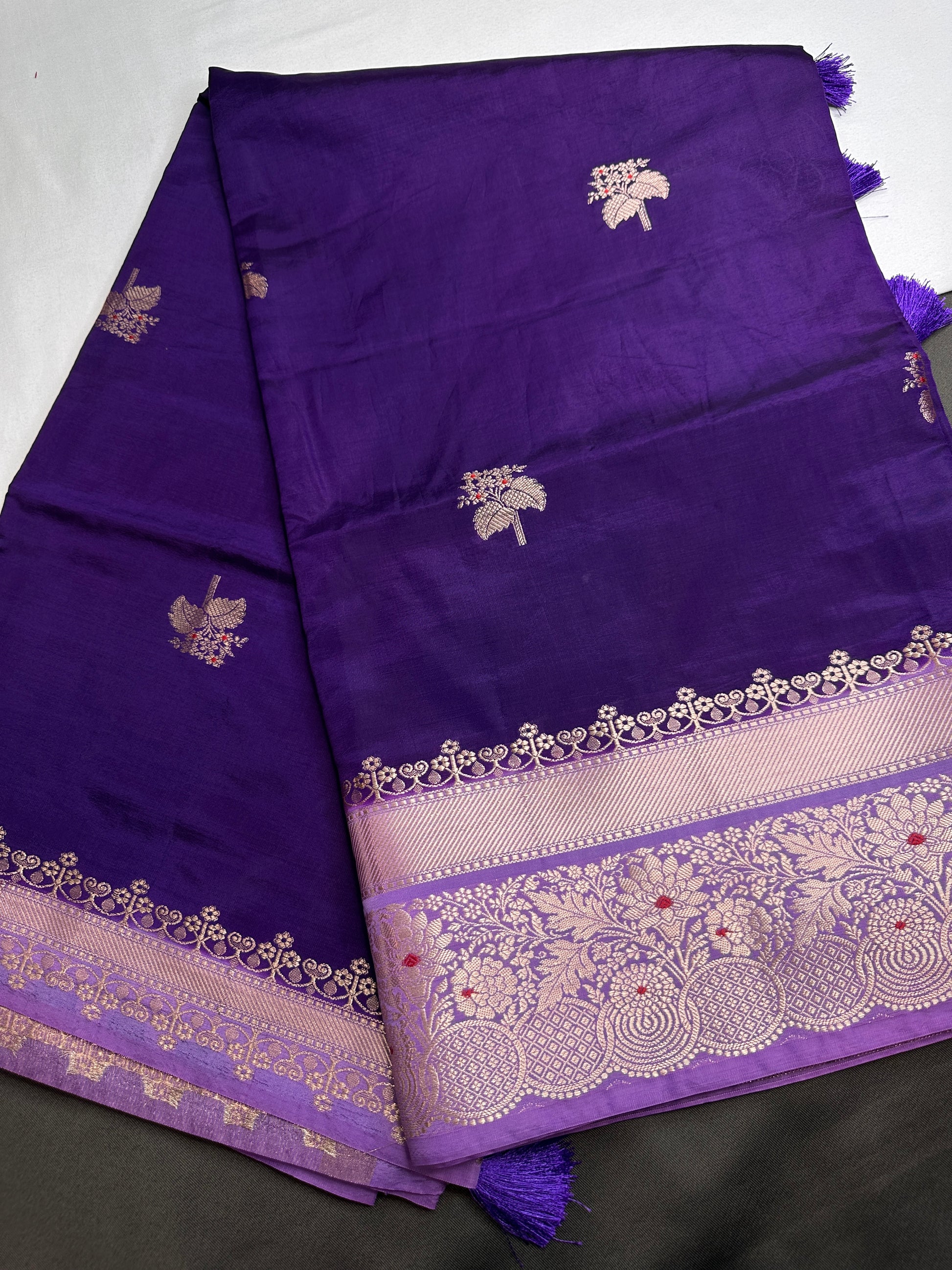 Purple Raw Mango Light Weight Silk Saree - 