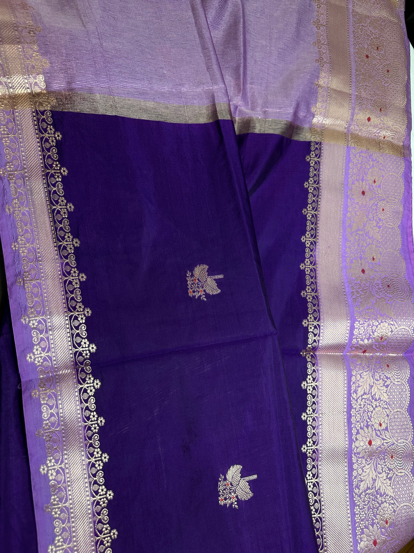 Purple Raw Mango Light Weight Silk Saree - 
