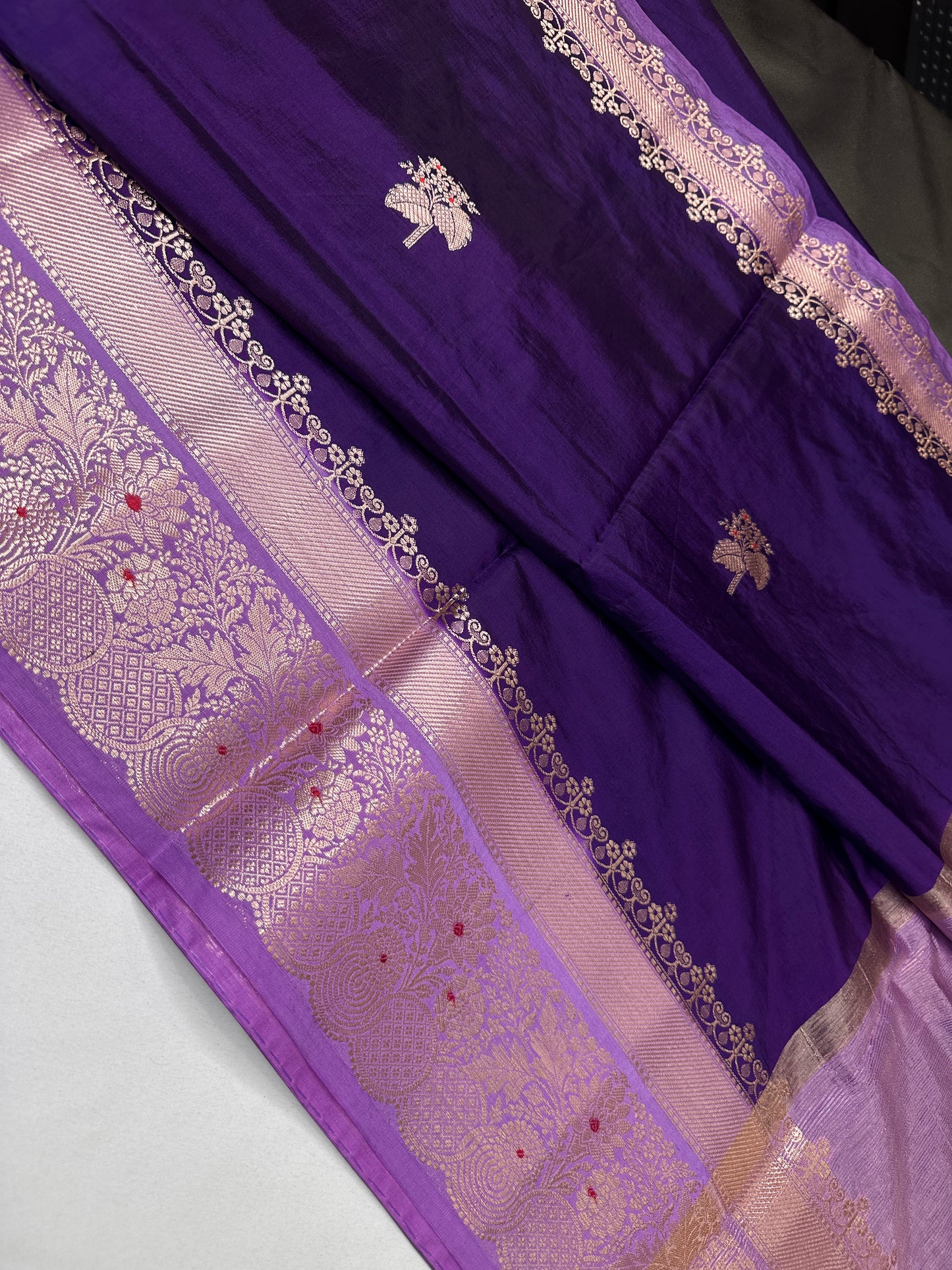 Purple Raw Mango Light Weight Silk Saree - 