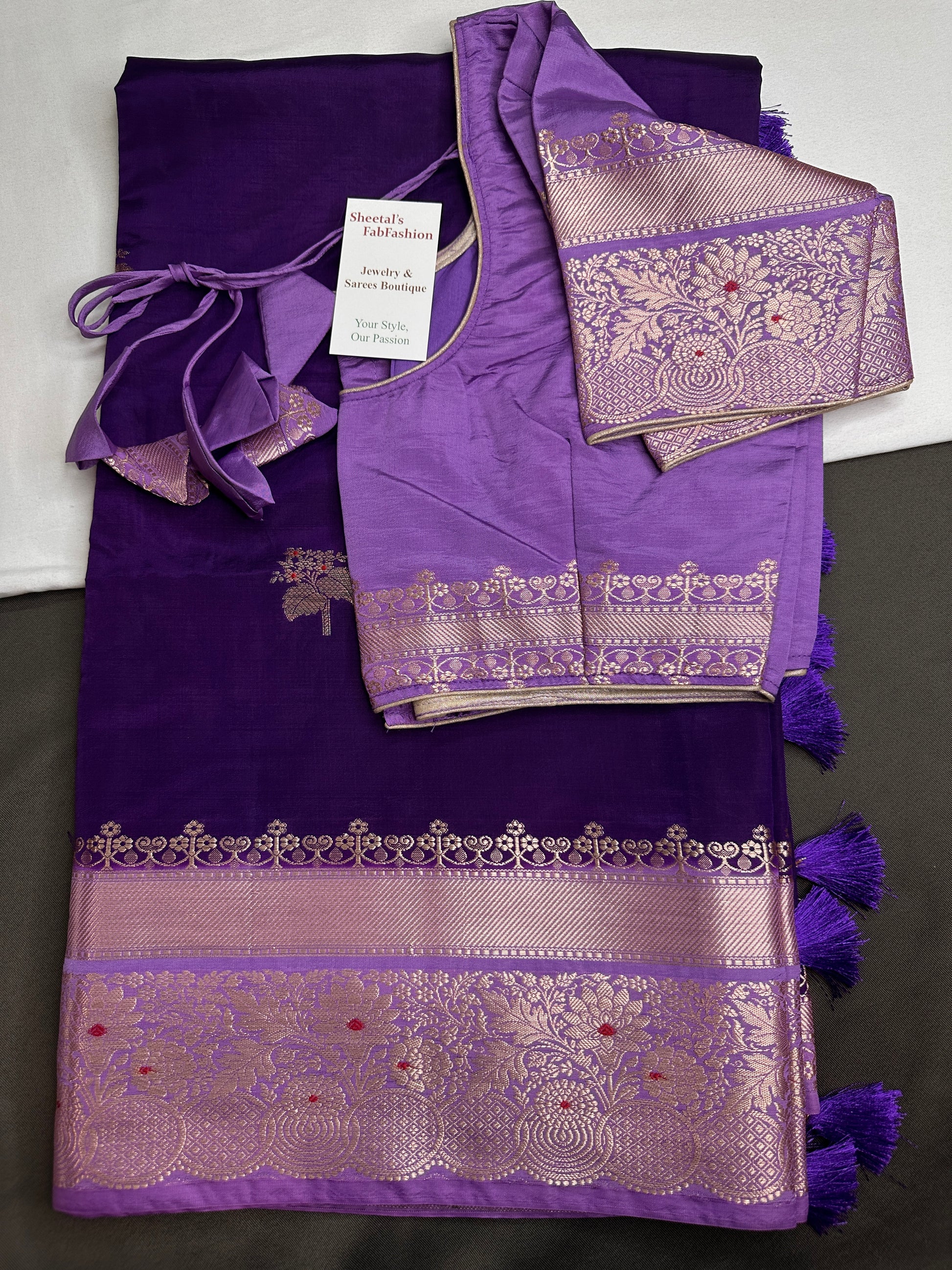 Purple Raw Mango Light Weight Silk Saree - 