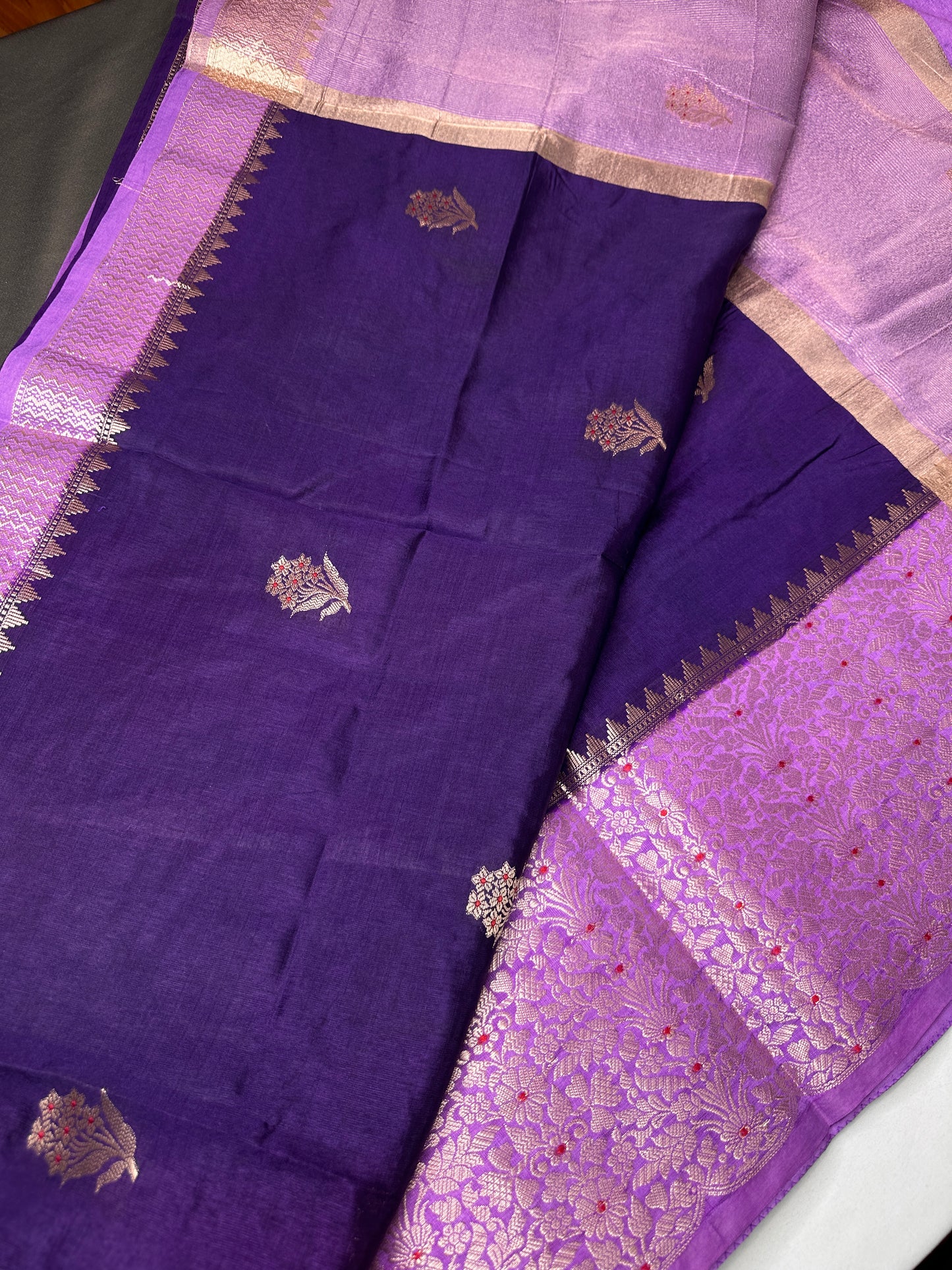Purple Raw Mango Light Weight Silk Saree - 
