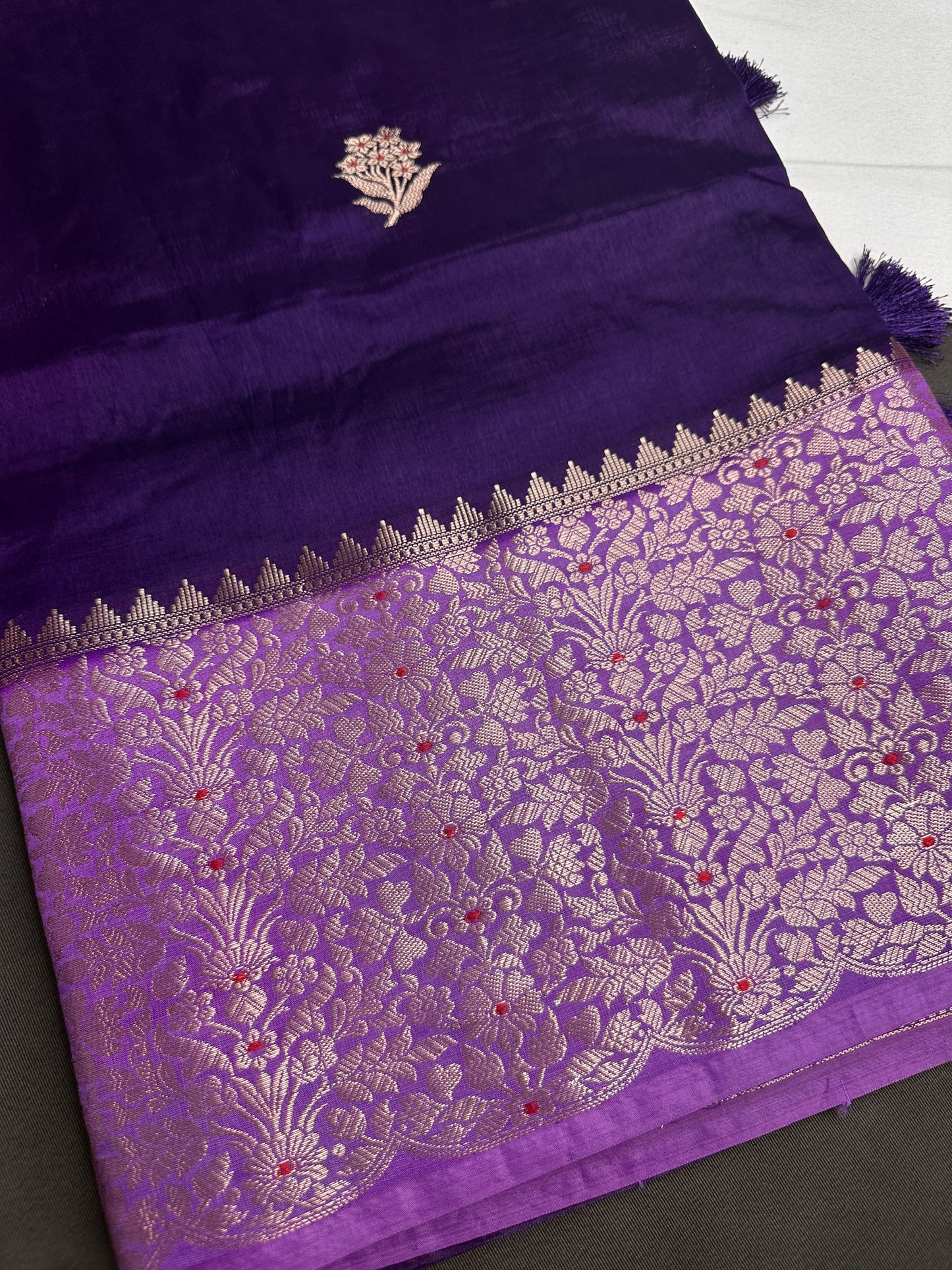 Purple Raw Mango Light Weight Silk Saree - 