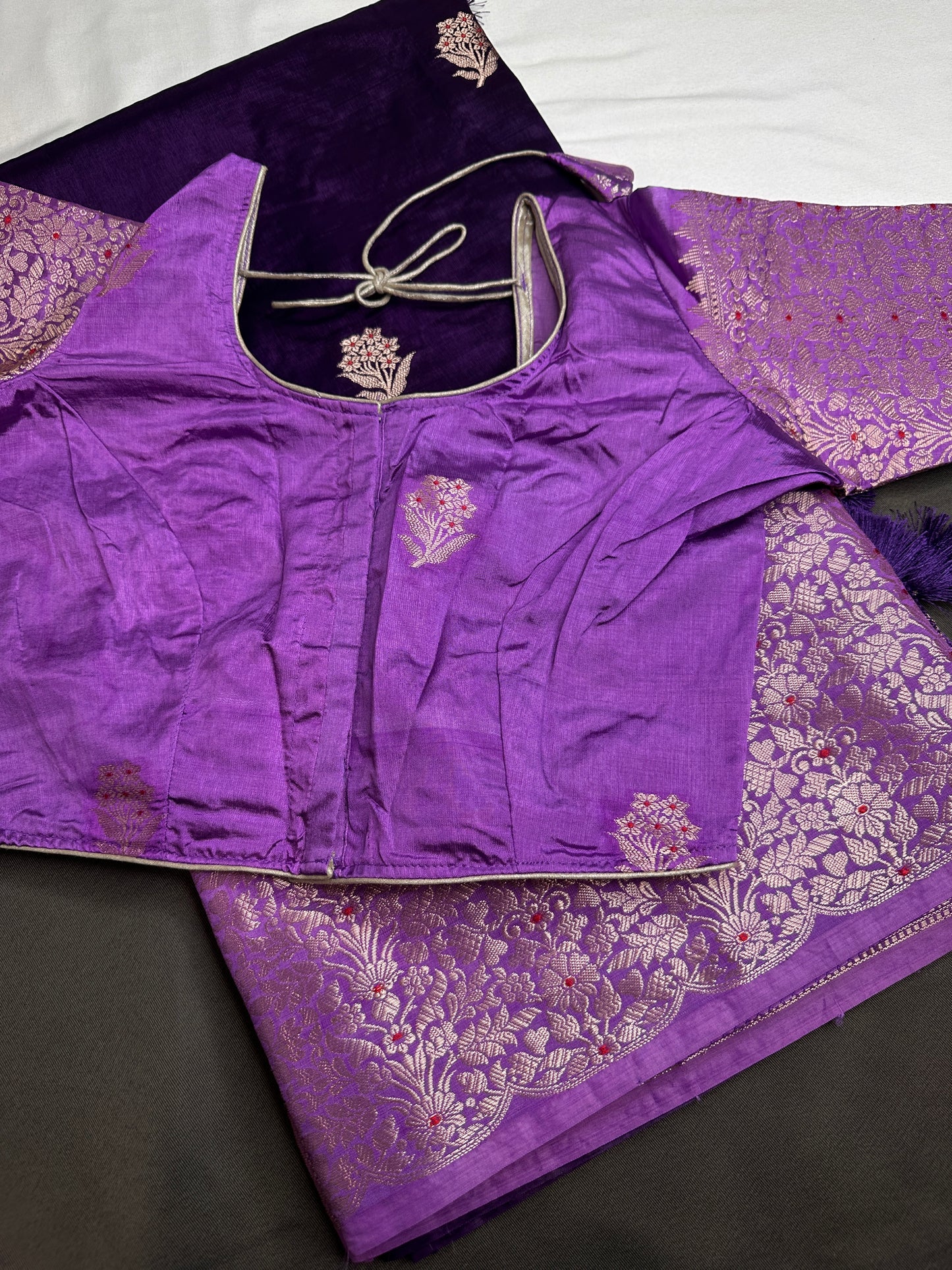 Purple Raw Mango Light Weight Silk Saree - 