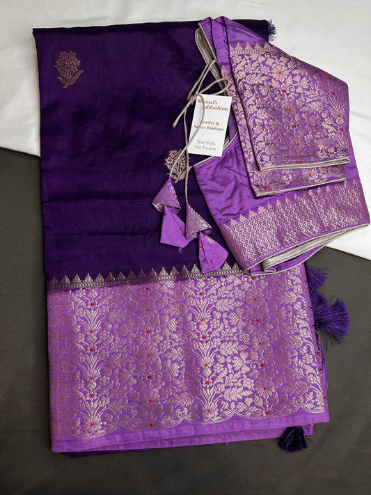 Purple Raw Mango Light Weight Silk Saree - 