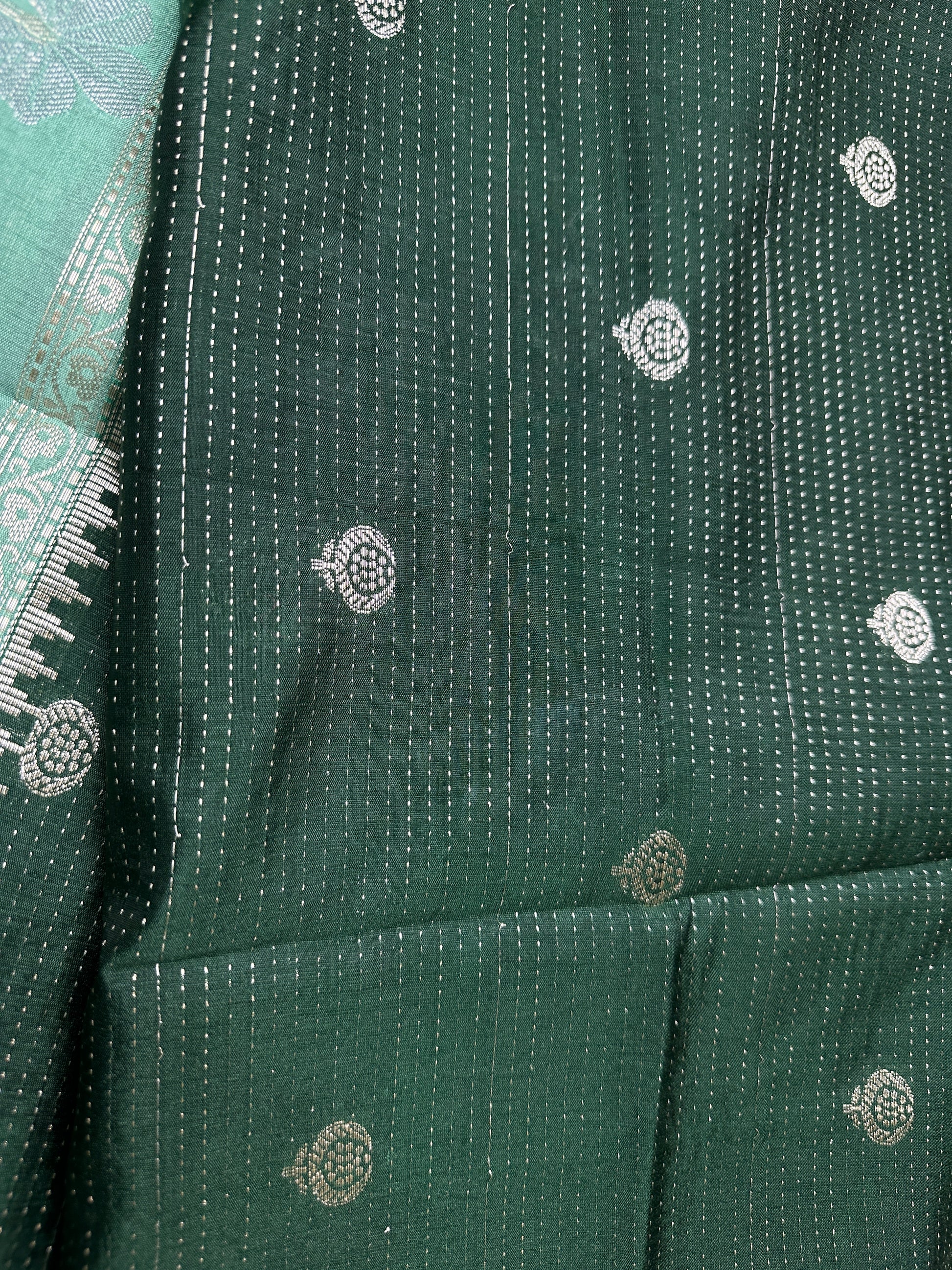 Green Raw Mango Light Weight Silk Saree - 