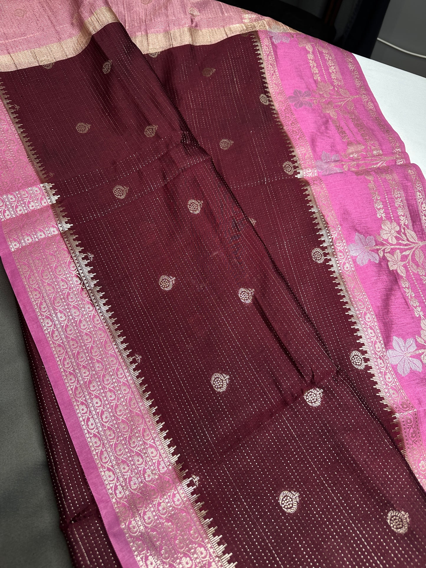 Plum Raw Mango Light Weight Silk Saree - 