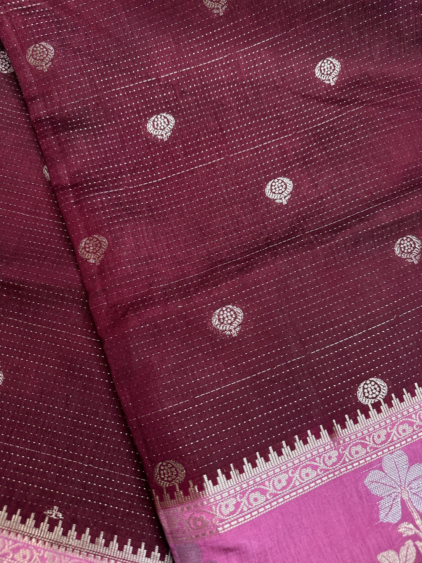 Plum Raw Mango Light Weight Silk Saree - 