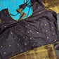 Semi Gadwal Checks Blue Plum Silk Saree - 