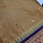 Semi Gadwal Checks Mustard Purple Silk Saree - 