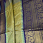Semi Gadwal Checks Mustard Purple Silk Saree - 