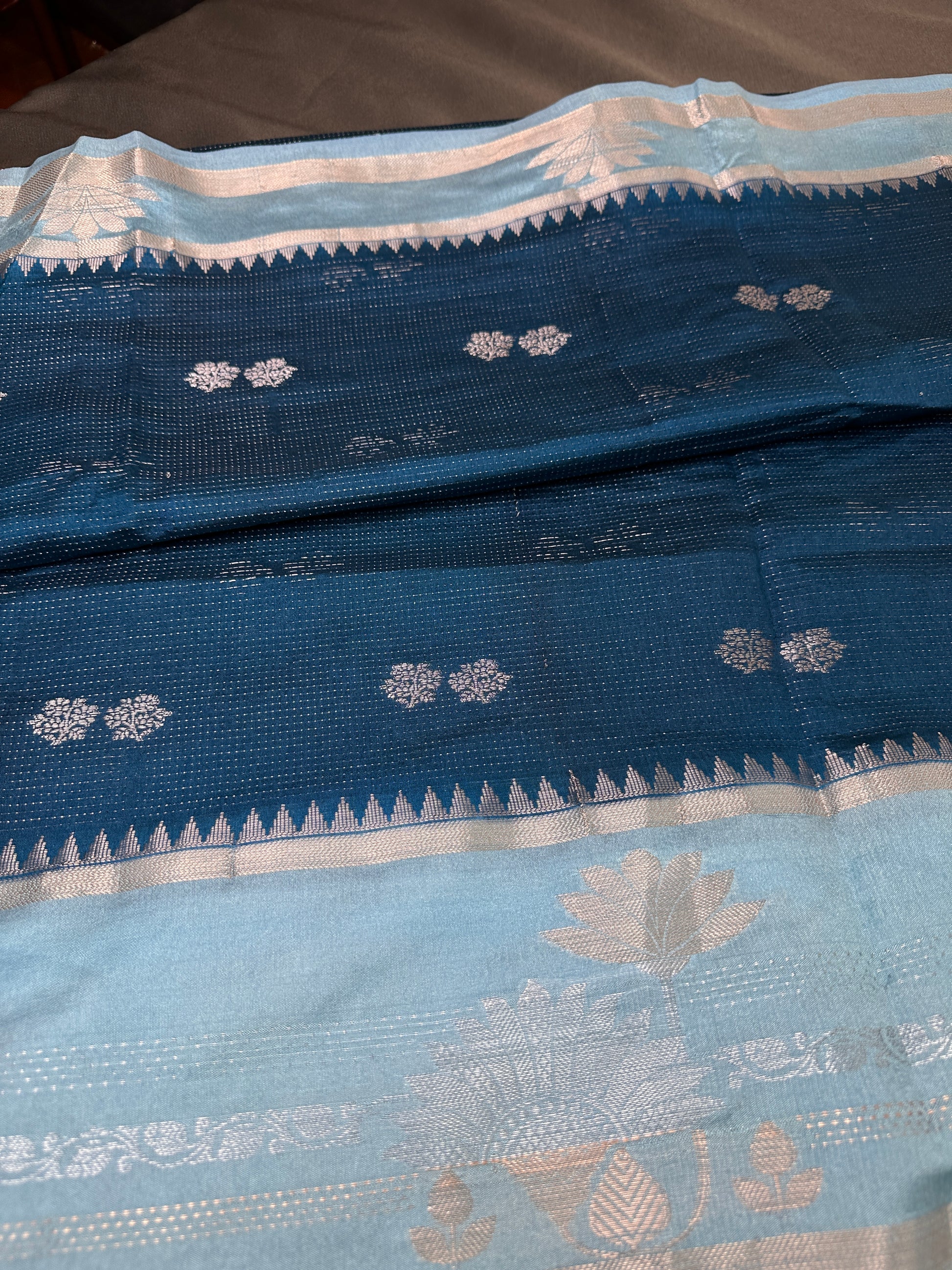 Blue Raw Mango Light Weight Silk Saree - 