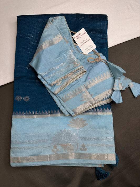 Blue Raw Mango Light Weight Silk Saree - 