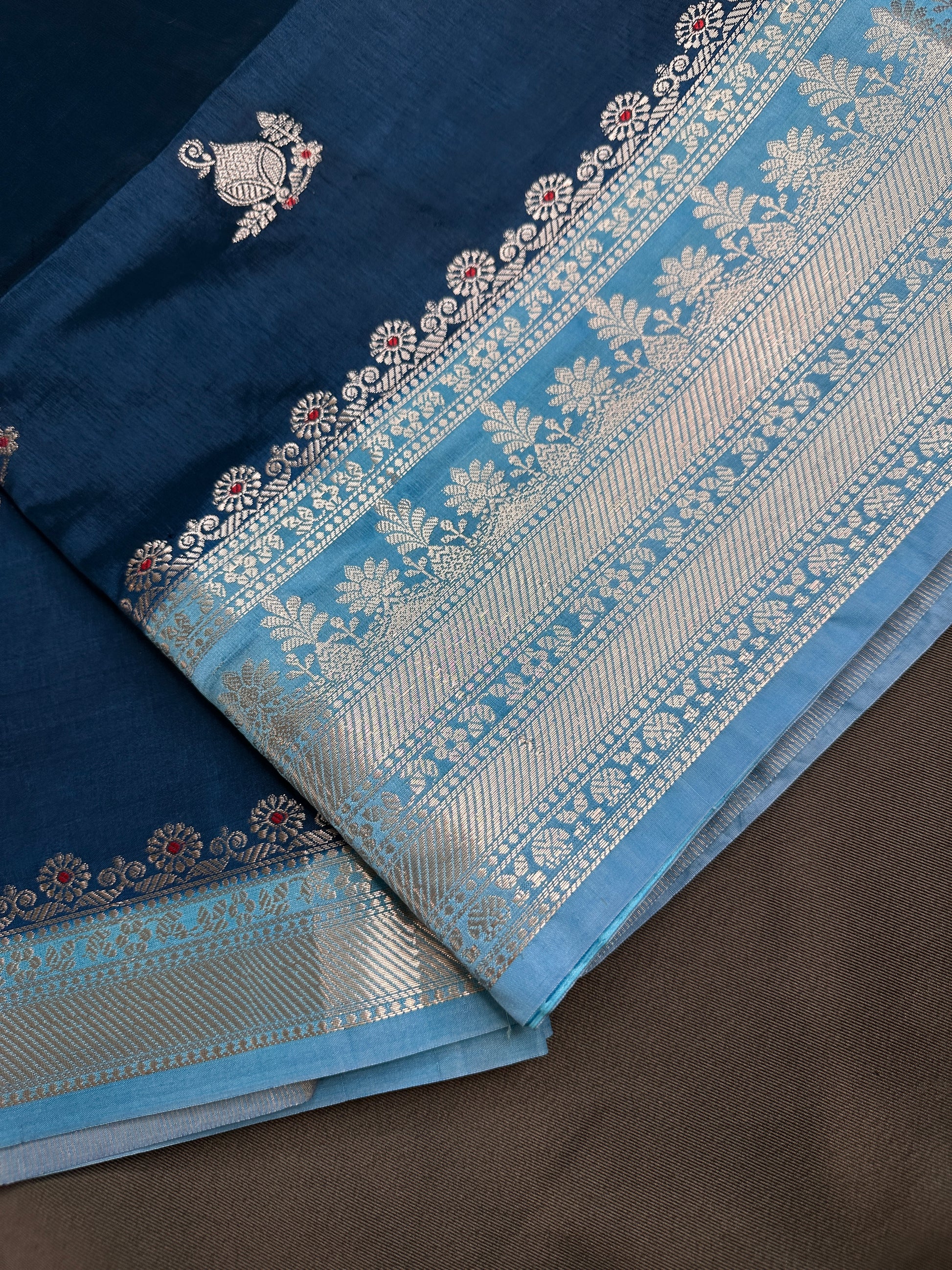 Blue Raw Mango Light Weight Silk Saree - 