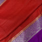 Banarsi Crepe Small Checks Orange Saree - 