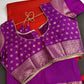 Banarsi Crepe Small Checks Orange Saree - 