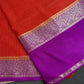 Banarsi Crepe Small Checks Orange Saree - 