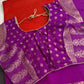 Banarsi Crepe Small Checks Orange Saree - 