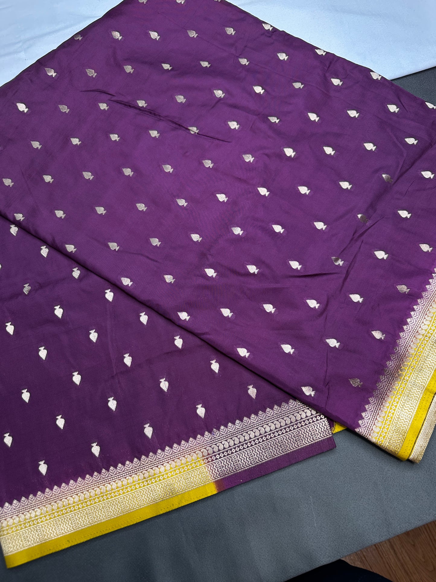 Purple Mustard Soft Silk Saree - 