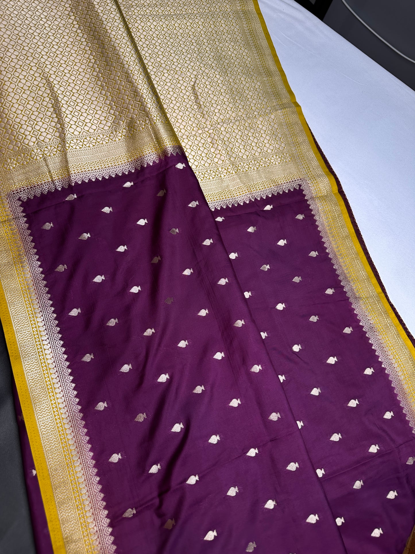 Purple Mustard Soft Silk Saree - 