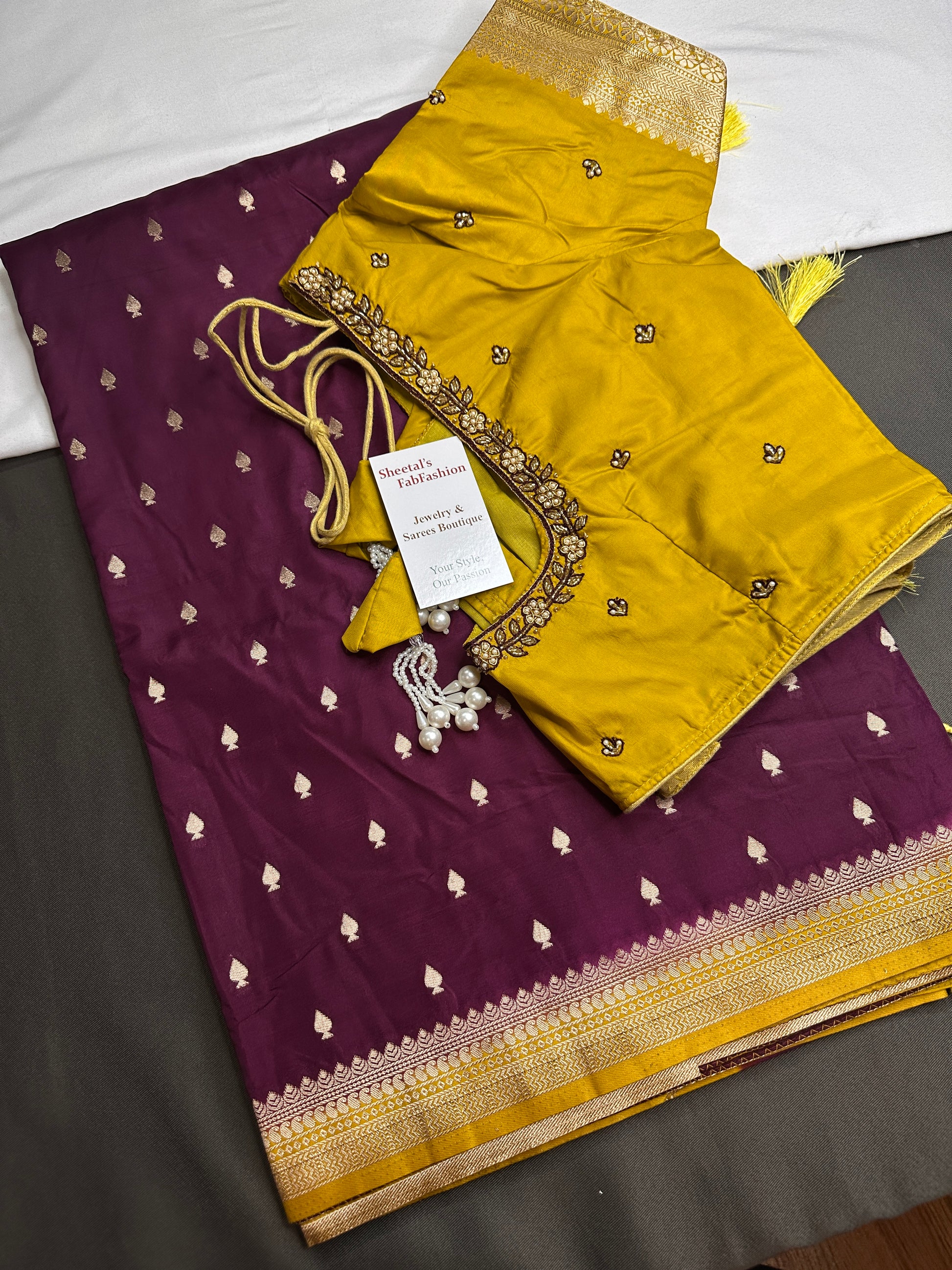 Purple Mustard Soft Silk Saree - 