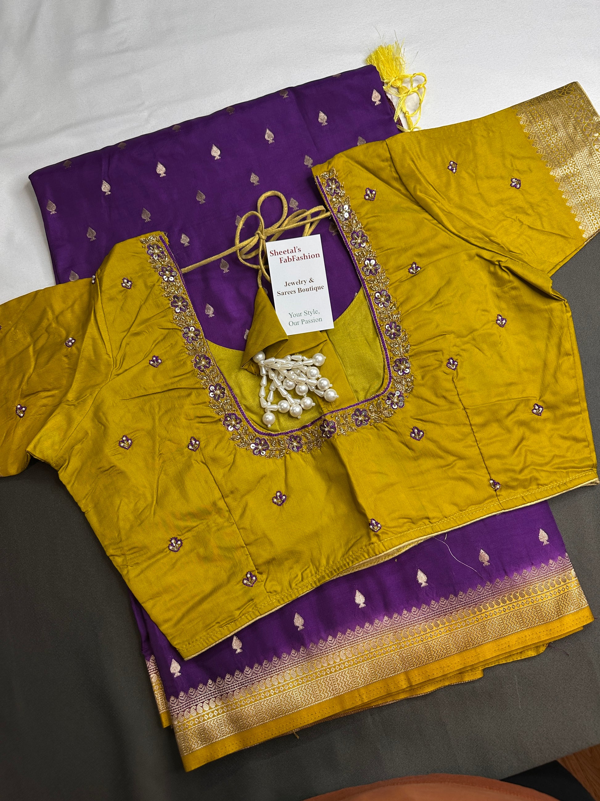 Purple Green Soft Silk Saree - 