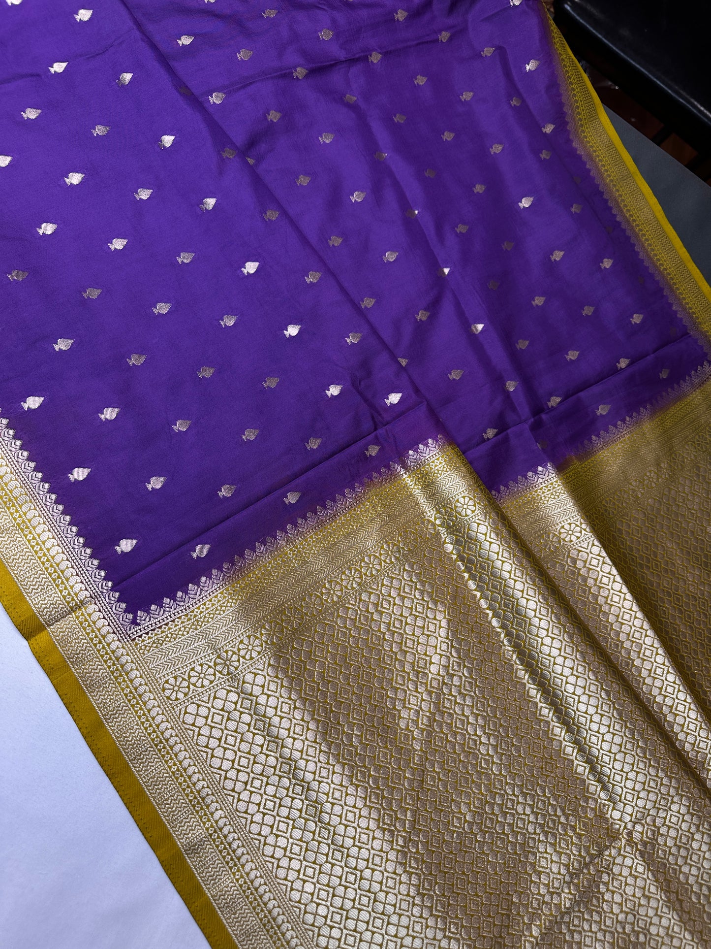 Purple Green Soft Silk Saree - 