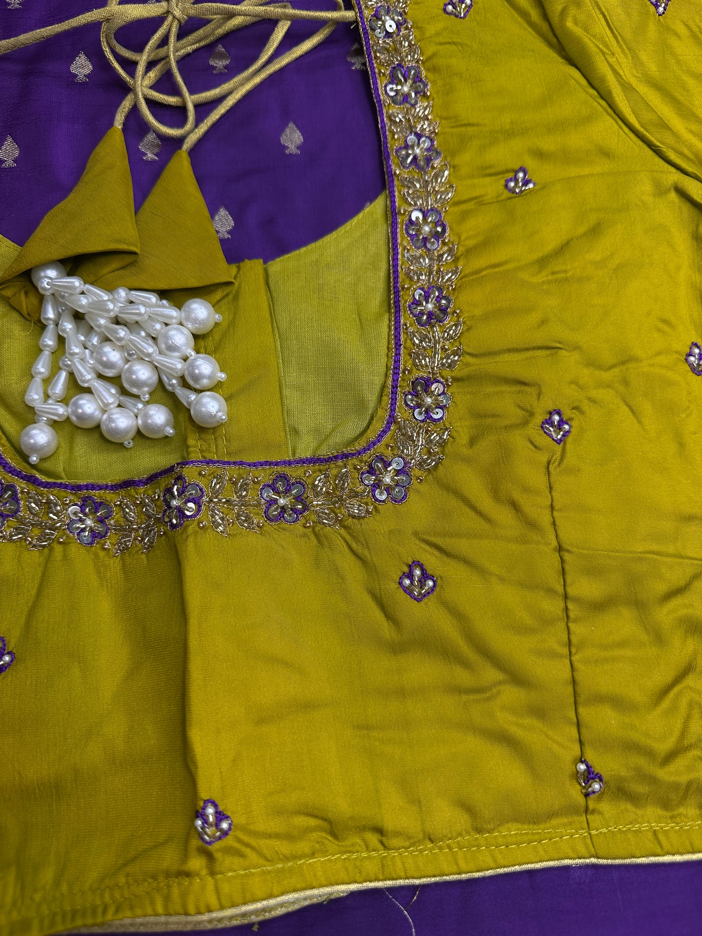 Purple Green Soft Silk Saree - 