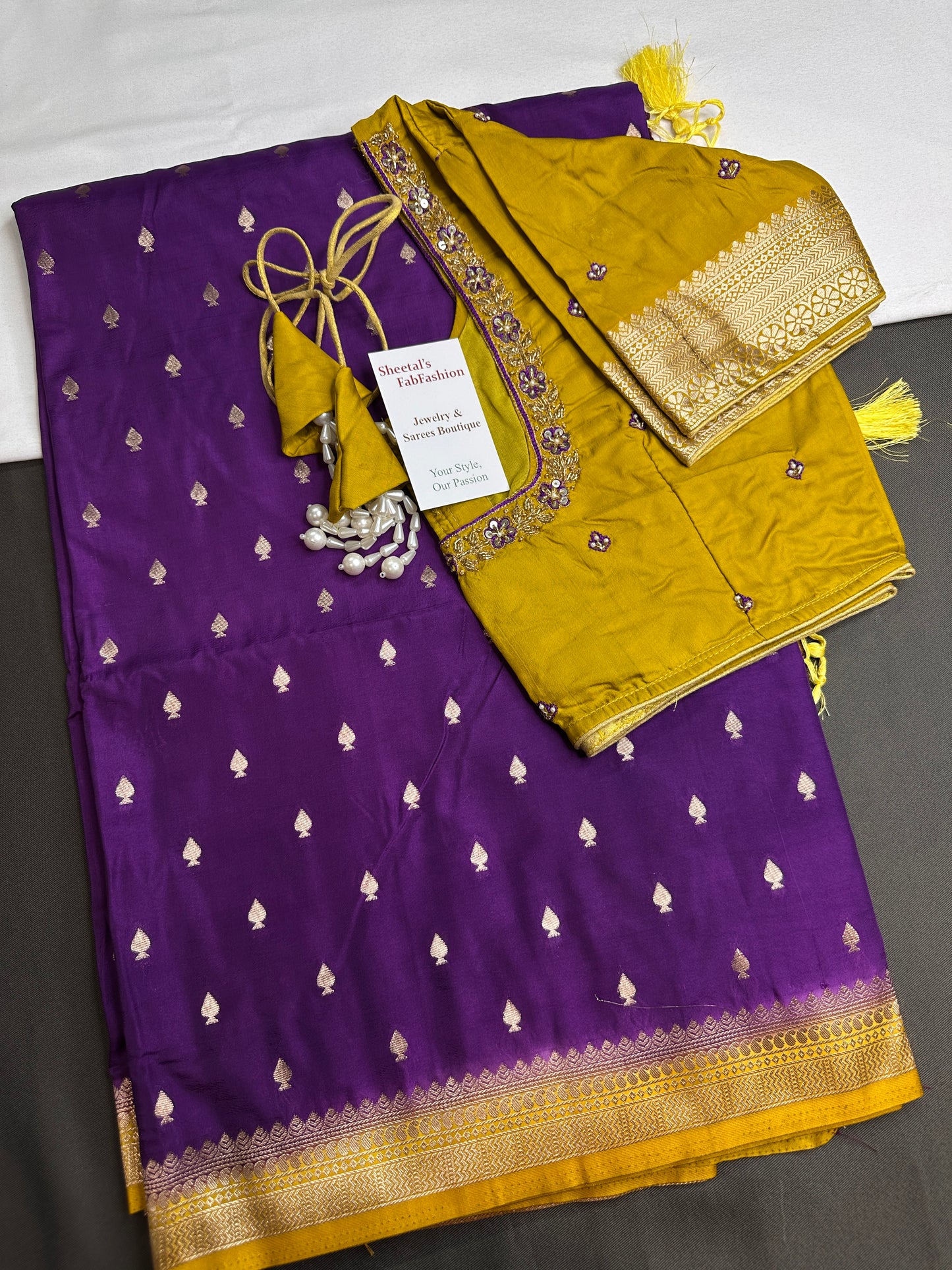 Purple Green Soft Silk Saree - 