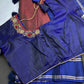 Kanchi Check Brown Blue Soft Silk Saree - 