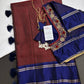 Kanchi Check Brown Blue Soft Silk Saree - 
